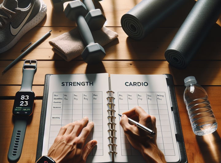 Недельный план тренировок: баланс силовых, кардио и восстановления на столе, с гантелями и кроссовками